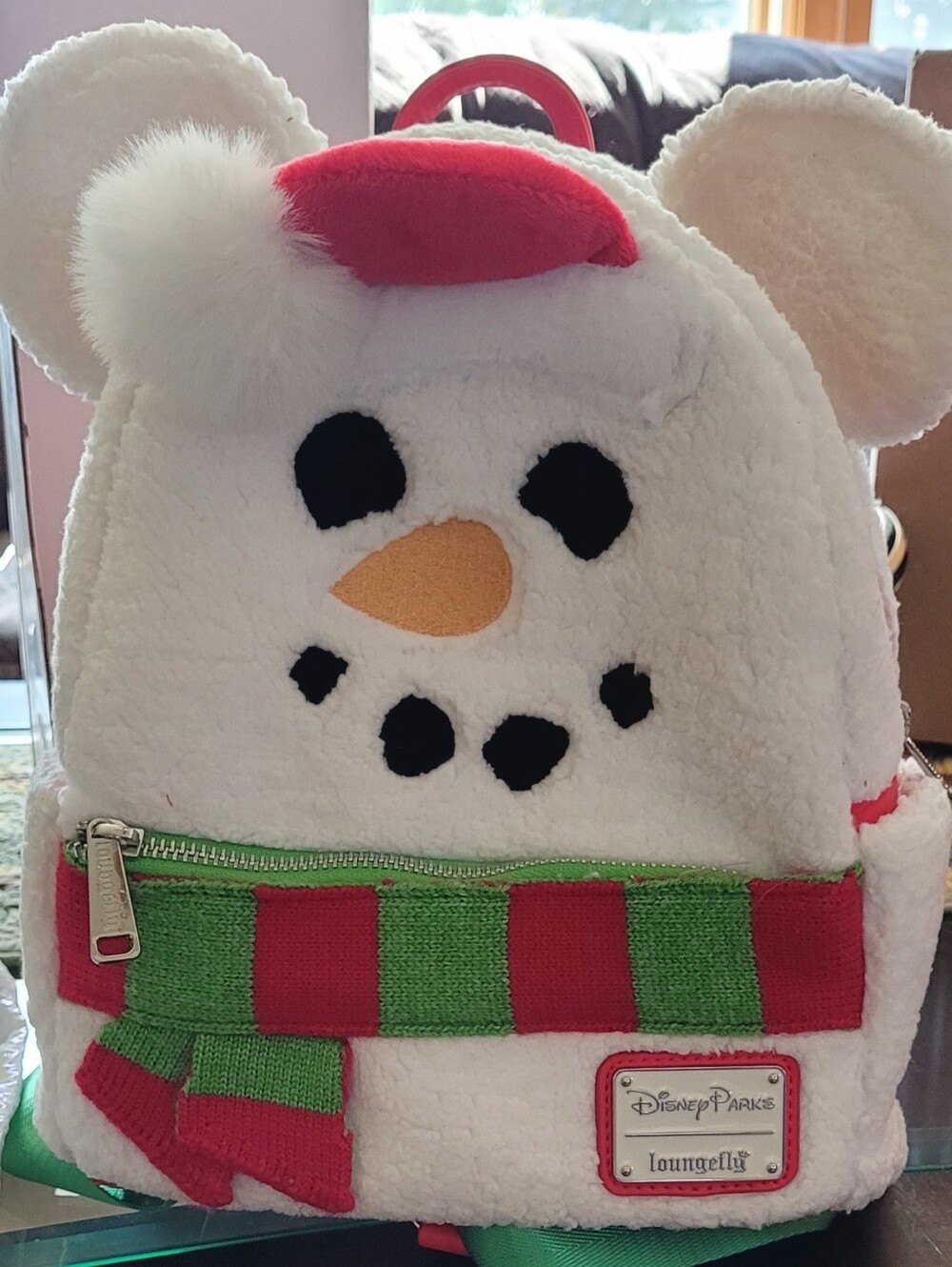 Loungefly x Disney Parks Mickey Snowman Fuzzy Backpack with Matching Ears